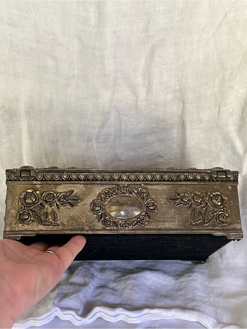 Godinger Ornate Floral Metal Jewelry Box - Silver Tone